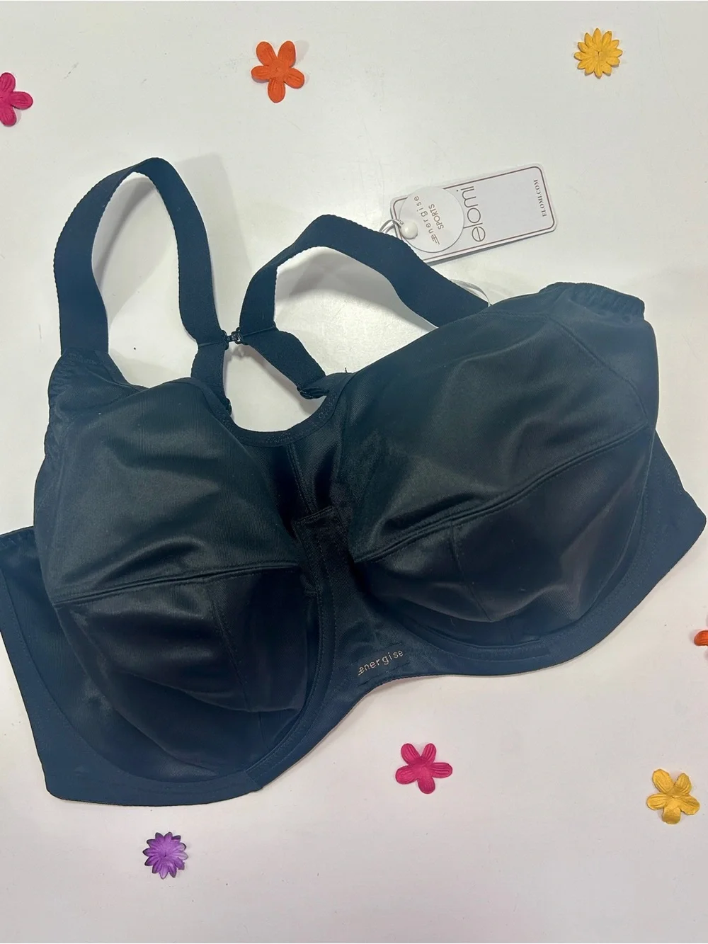 Elomi Black Energise High Impact Underwire Sports Bra 38I NWT
